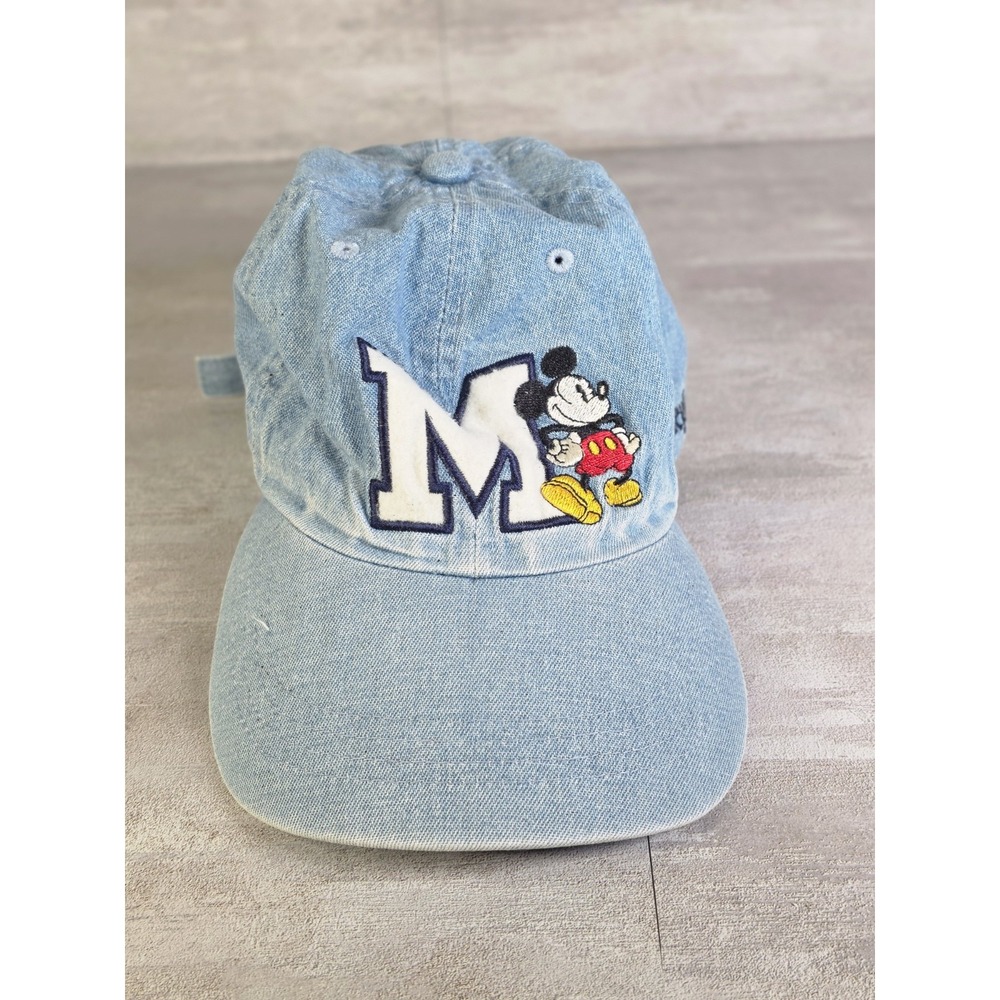 vintage 1990s Disneyland light-wash denim baseball cap embroidered Mickey Mouse